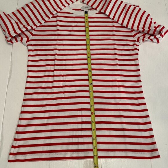 J.CREW Women's Oska Stripe White and Red with 3 Gold Button-shoulder Tee Size M - Picture 9 of 11